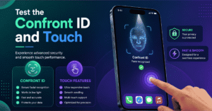 iPhone Face ID and touchscreen test guide showing facial recognition and touch response verification