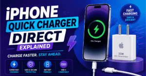 Apple iPhone quick charger guide showing 20W USB-C fast charger and iPhone fast charging