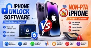 An evaluation banner for Tenorshare 4MeKey iCloud Unlocker software reviewing safety, features, and iOS activation lock removal.